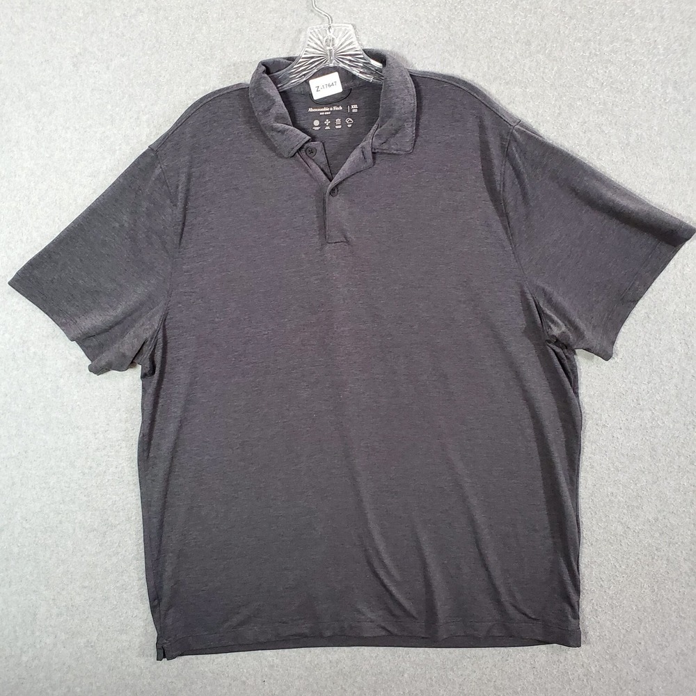 Abercrombie Fitch Men Polo Shirt 2XL Gray Air Knit Collar Short Sleeve